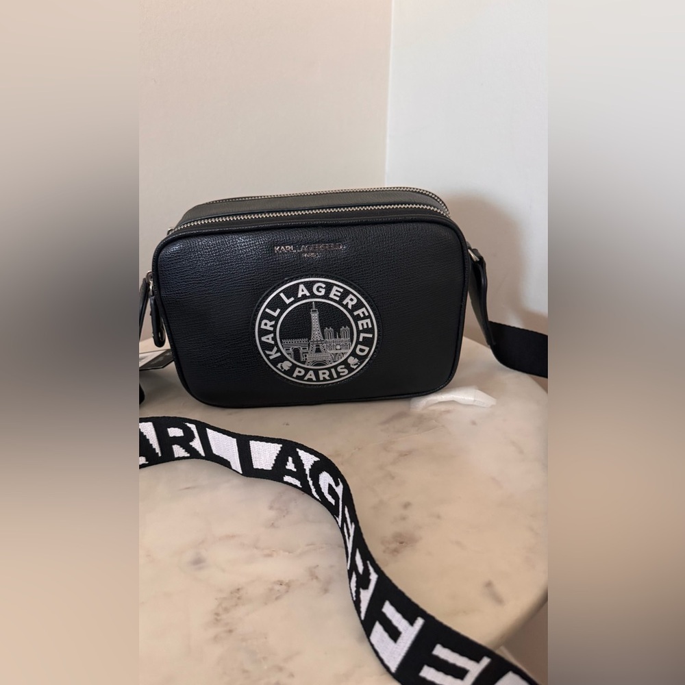 NWT KARL LAGERFELD PARIS BLACK Crossbody Strap bag Purse